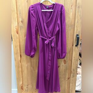 Purple Long Sleeve Wrap Dress womens XL